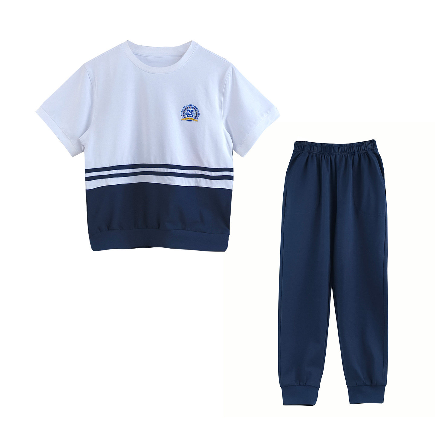 广州番禺区祈福新邨学校小学生校服夏装短袖套装初中生运动装夏季