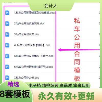 私车公用协议书合同模板会计实操协议书模板word样式私车公用模板