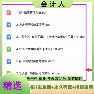 会计档案管理办法制度移交清册查阅登记簿表格销毁审批内控档案管