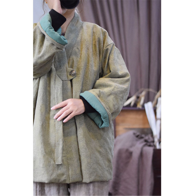 洗水麻棉磨旧提花汉服棉衣
