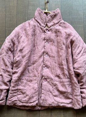 高品质砂洗亚麻夹棉小袄