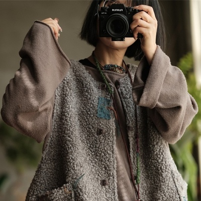 文艺羊毛混纺双层宽松马甲