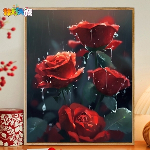 diy数字油彩画热情绽放风景花卉手绘油画填充涂色丙烯画 佳彩天颜