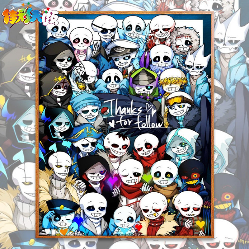 佳彩天颜 数字油画diy填充手绘人物sans卡通杉斯动漫客厅装饰彩画