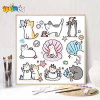 Цифровая картина маслом DIY Аниме мультфильм Meng Meng Mene Mei Meow заполняет руку