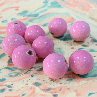 淄博博山10-18mm粉色老琉璃散珠手串文玩饰品