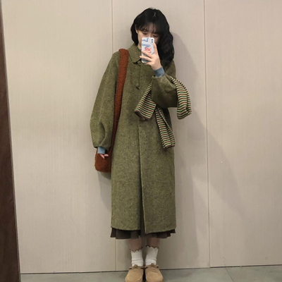 毛呢大衣女中长款小个子