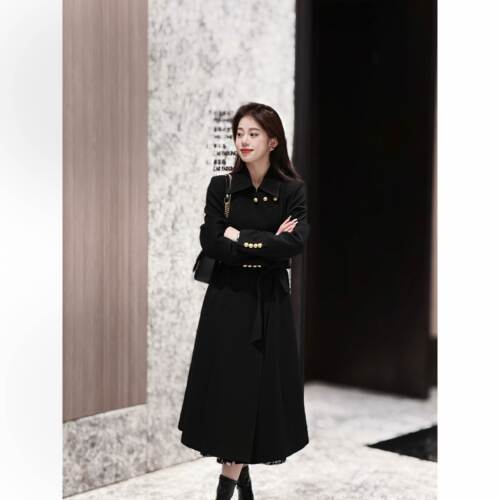 定制高端时尚赫本风长款风衣