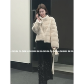 高级感立领宽松短款 洋气仿皮草外套 时尚 毛毛外套女2025冬季 新款