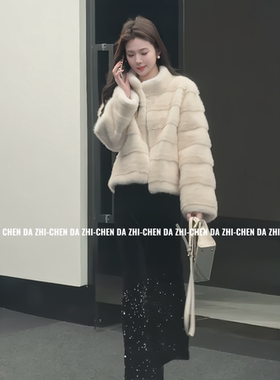 高级感立领宽松短款毛毛外套女2025冬季新款时尚洋气仿皮草外套