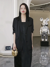 高级感轻奢通勤气质休闲夏薄款ovsize缎面西装外套女2025新款西服