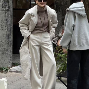 高级感时尚简约中长款双排扣白鸭绒外套女2025冬季新款羽绒服大衣