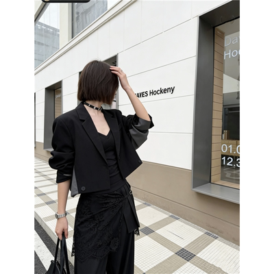 可两穿气质拼色短款小西装外套女