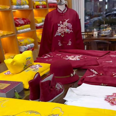 中老年寿衣女高档真丝苏绣全套装