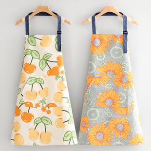 小清新帆布围裙透气耐磨厨房做饭家用餐饮上班专用花店烘焙工作服