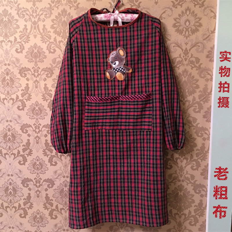 新款老粗布围裙长袖厨房韩版时尚防水防油可爱罩衣成人男女工作服