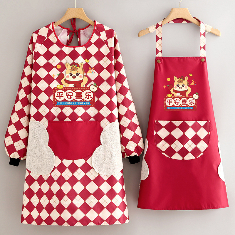 时尚新年围裙防水防油定制印字
