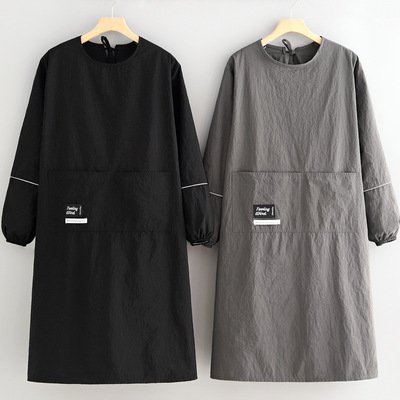 男士防泼水长袖围裙加长加大罩衣餐饮专用上班工作服厨房家用围腰