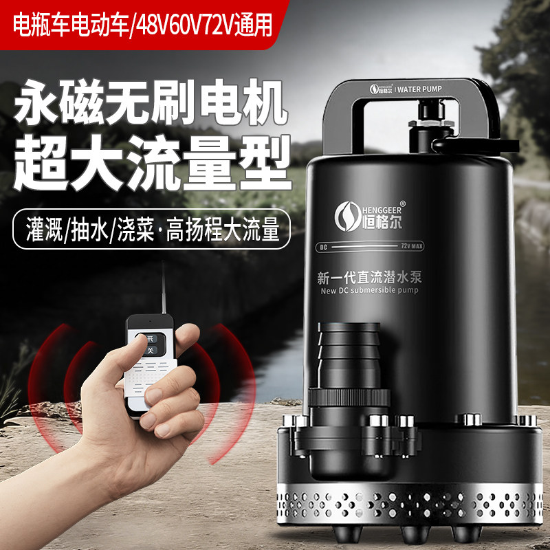 直流潜水泵24V电动车48V60V72V遥控抽水机农用小型电瓶车抽水泵