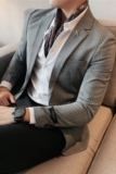 补齐大货~经典格子西装外套修身西服上衣男单西外套男DX873-P155，男装西服套装，电商A213