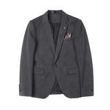 新增咖啡色虚线条纹西装套装男修身西服两件套黑色LJT109/P210，男装西服套装，电商A213