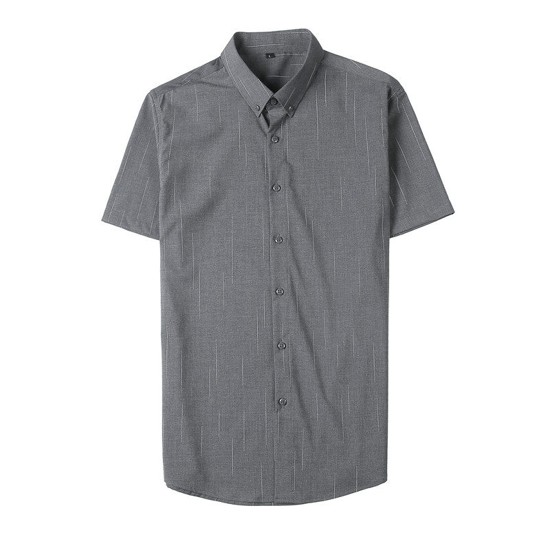 新增5XL夏季薄款男虚线条纹短袖衬衫暗条纹质感修身衬衣C1810/P60,男装T恤,电商A213