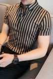 夏季新款男经典条纹短袖衬衫轻奢质感衬衣修身DC6123-P58，男装T恤，电商A213