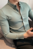 长期有货~高档凹凸感条纹长袖衬衫男士韩版潮流修身衬衣CS806-P58，男装衬衫，电商A213