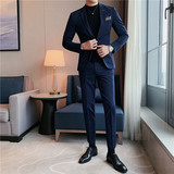 纯色小西装男修身大码两件套男商务休闲西服套装中灰LJT105/P210，男装西服套装，电商A213