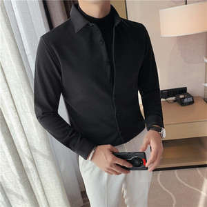 秋装个性加厚毛呢衬衫纯色休闲假两件衬衫毛衣蓝色CM9207-P85特图片