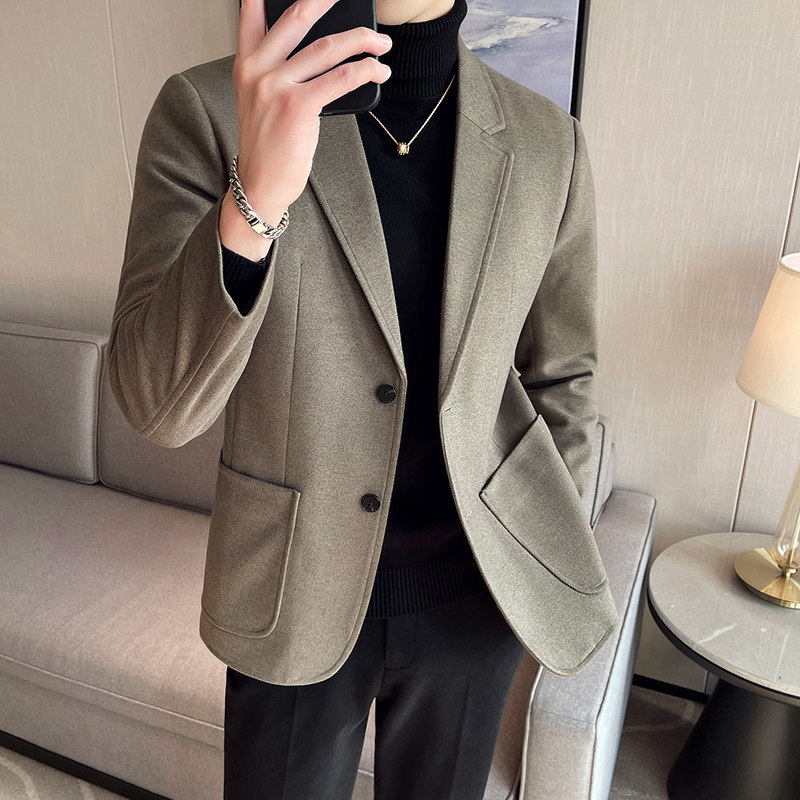 特价款~男士毛呢西服外套潮流帅气妮子西服加厚单西DX8803-P100图片