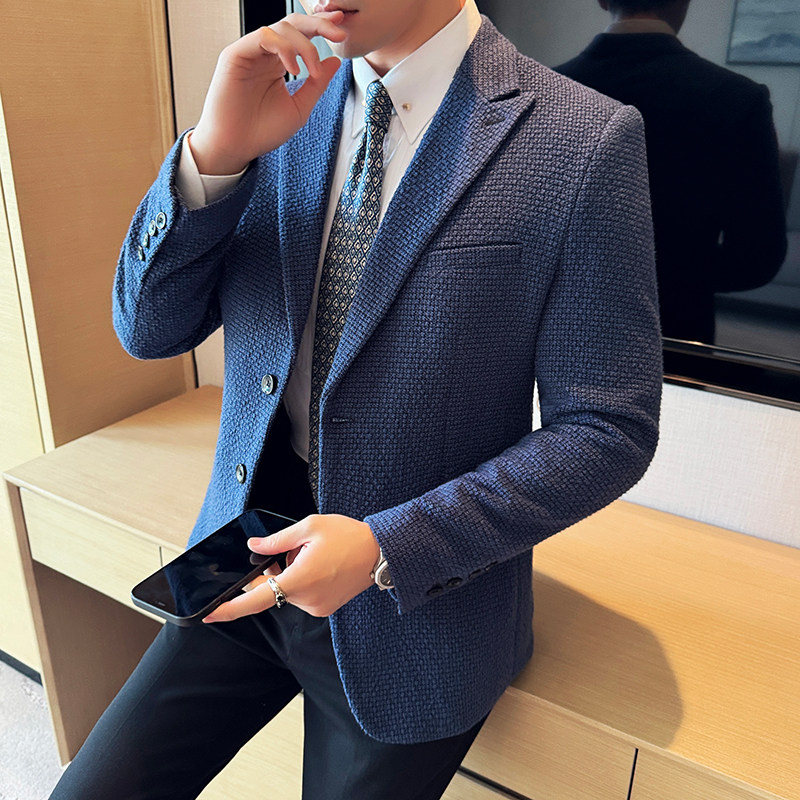 小香风时尚休闲西装外套男加厚西服商务休闲质感单西DX625-P155,男装西服套装,电商A213