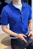 高级感男士薄款针织短袖Polo衫冰丝质感翻领T恤高端PL9782-P68，男装T恤，电商A213