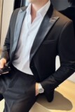 M-7XL主推款结婚西服男礼服塔士多拼接西装两件套LJT116-P160特，男装西服，电商A213