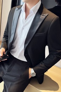 M-7XL主推款结婚西服男礼服塔士多拼接西装两件套LJT116-P160特图片