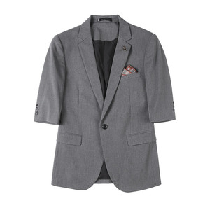夏装男韩版修身质感纯色中袖西装两件套七分袖西服LJT205-P210图片