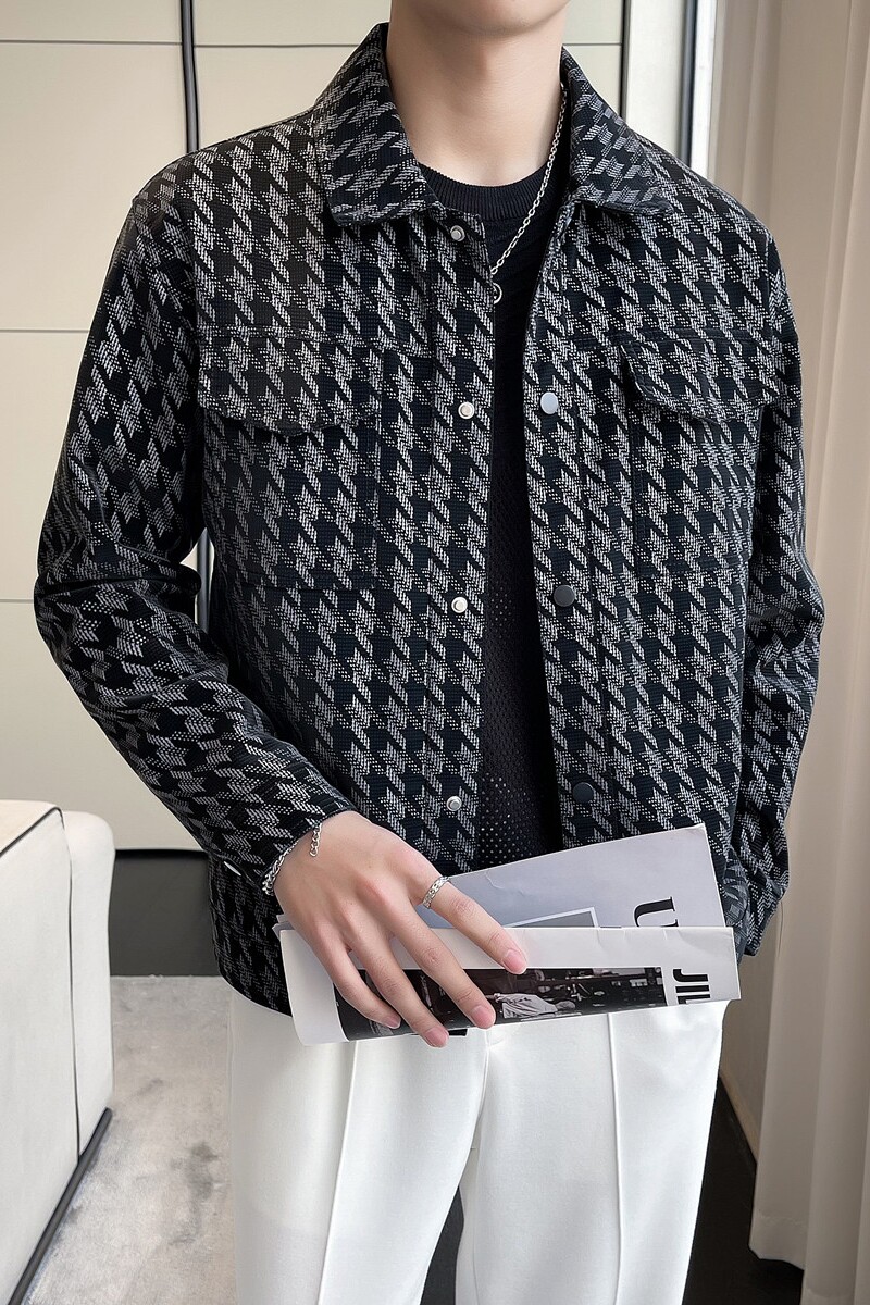 2月20号前到货~帅气显瘦皮衣夹克修身翻领短款条纹外套JK866-P118,男装夹克,电商A213