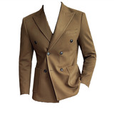 双排扣男士毛呢休闲西服套装妮子加厚西装两件套驼色LJT8809-P220，男装西服套装，电商A213