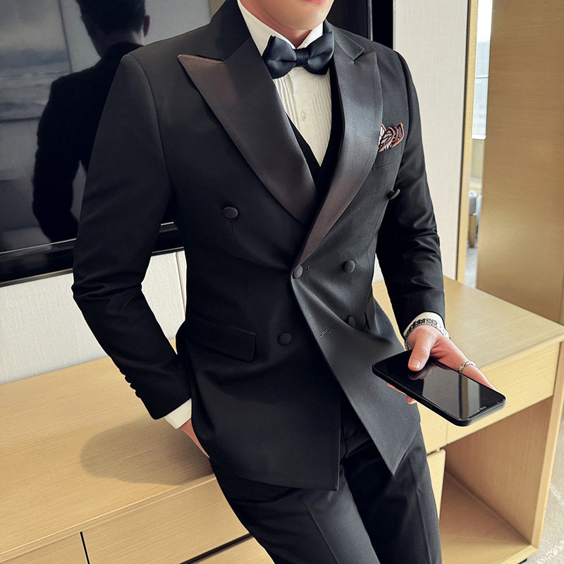 新郎结婚礼服主持人宴会西服套装双排扣塔士多西装SJT9011-P265,男装西服,电商A213