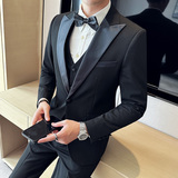 M-7XL主推款结婚西服男礼服塔士多拼接西装三件套SJT116-P200特，男装西服，电商A213