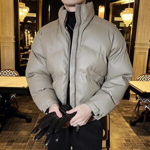 冬季加厚棉衣男短款棉服皮外套立领拉链面包服黑色MY22005-P198图片