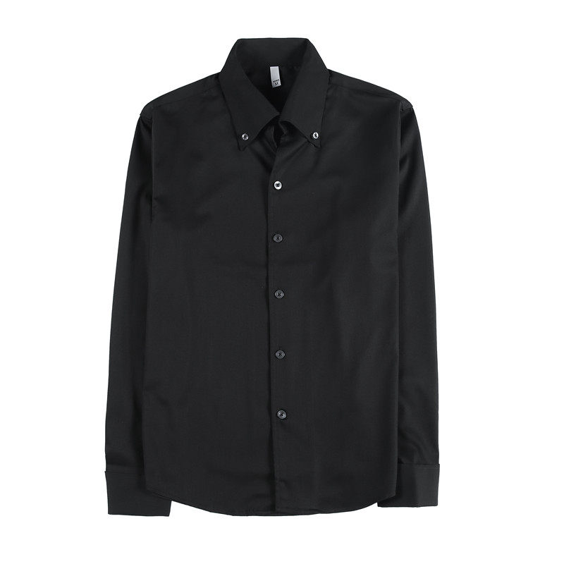 带袖口网红大V领衬衫男长袖潮流帅气修身休闲立领白色C5112/P78,男装衬衫,电商A213
