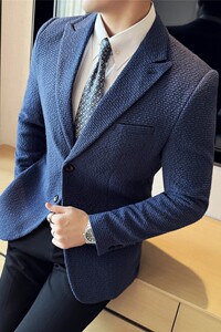 小香风时尚休闲西装外套男加厚西服商务休闲质感单西DX625-P155图片