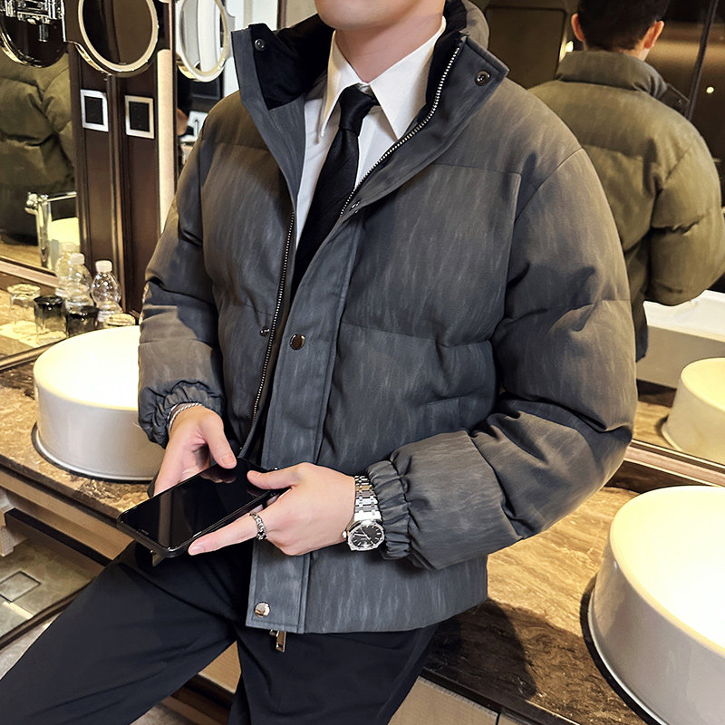 加厚棉衣男质感肌理纹皮外套立领拉链PU皮夹克面包服MY5536-P198图片
