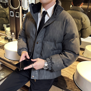 加厚棉衣男质感肌理纹皮外套立领拉链PU皮夹克面包服MY5536-P198图片