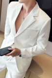英伦风高级感西服套装男微阔垂感西装两件套白色LJT5507-P235，男装西服套装，电商A213