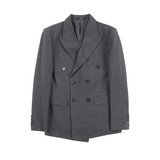 双排扣条纹西服两件套男士西装套装戗驳领修身西服蓝色LJT36-P230，男装西服，电商A213