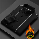M-5XL加厚加绒款~高品质~商务条纹衬衫男长袖衬衣白色JR70-P75，男装衬衫，电商A213