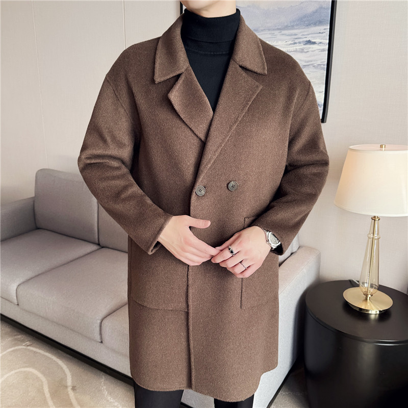 70%羊毛10%天丝5%羊绒高品质双面呢大衣男中长款外套DY8868-P335图片