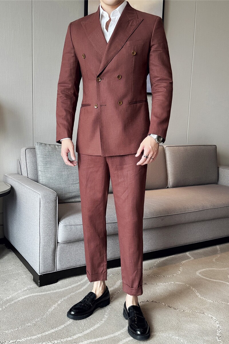 麻料薄款西装~意式那不勒斯轻薄透气潮流西装套装LJT6607-P260，男装休闲套装，电商A213